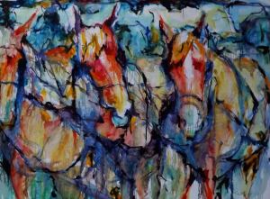 Clydesdales outside of Chugwater