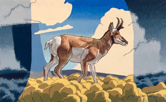 Straddling the Rain, 16.5 x 26.5, oil on canvas, 2017